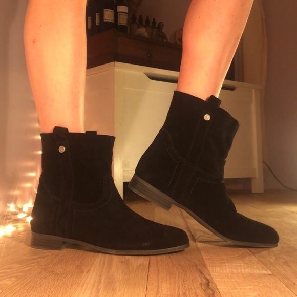 frye black suede booties